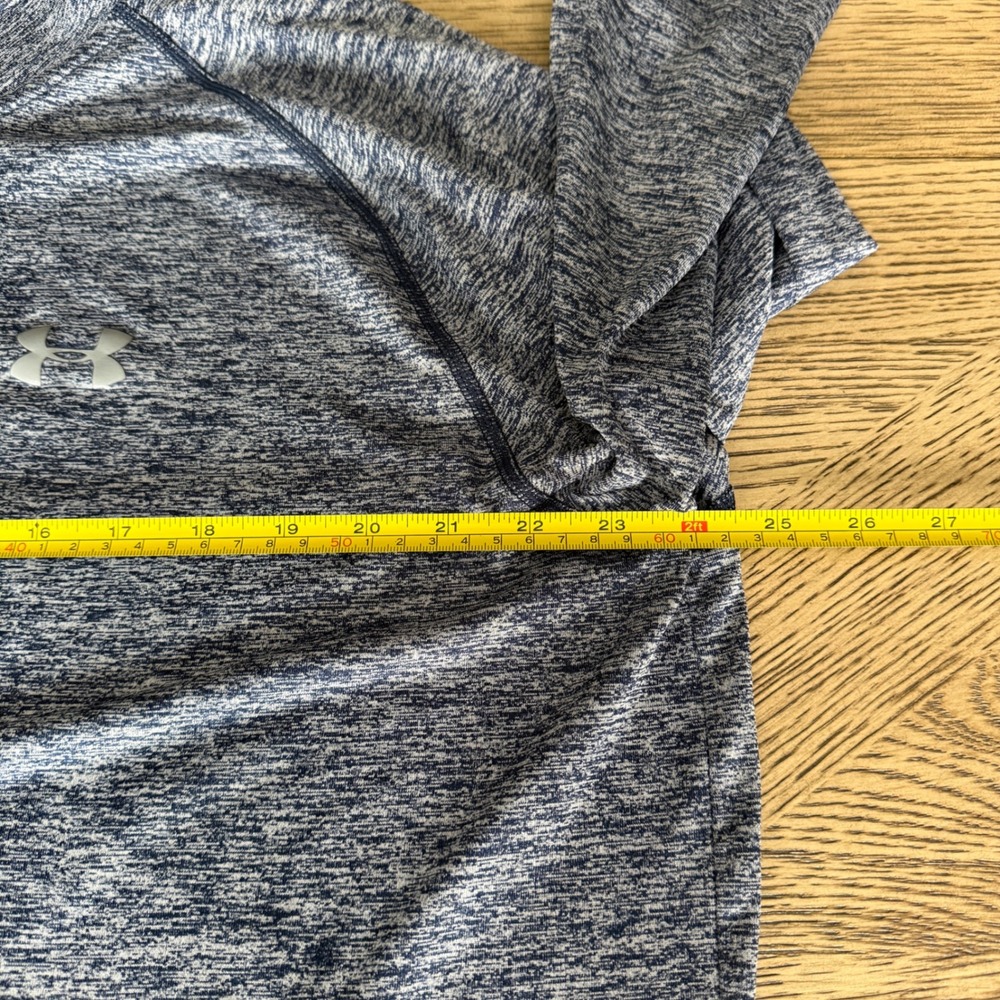Under Armour Mens 2XL HeatGear Quarter Zip Pullover Blue Heather Space Dye Shirt - Picture 7 of 9
